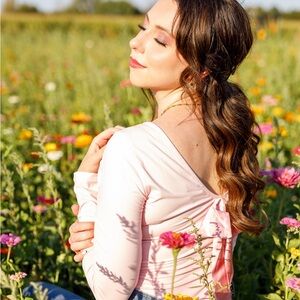 Ballerina Pink Long Sleeve Bow Back Top Coquette Ballet Core